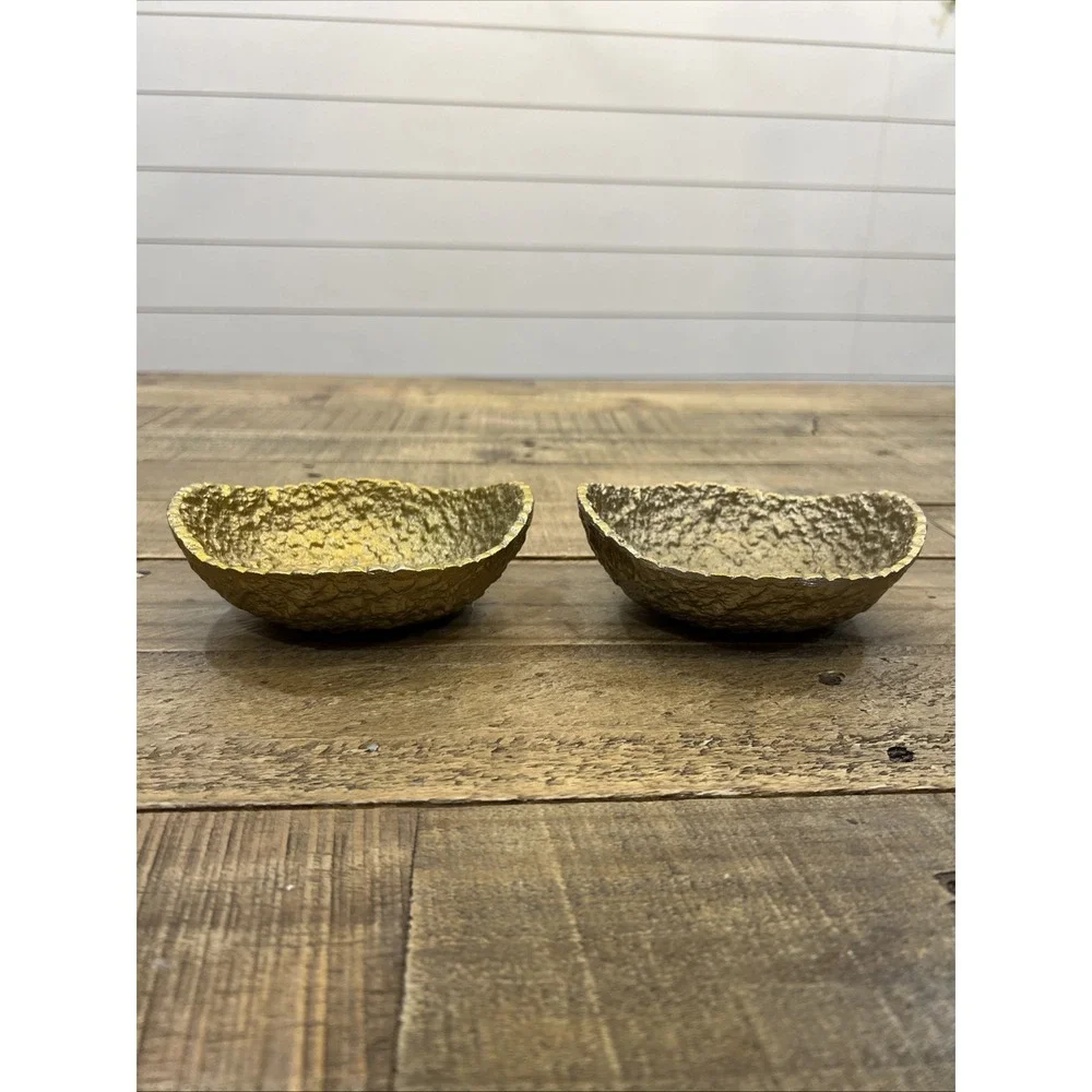 2 NATE BERKUS ALUMINIUM PEBBLE MORAY BOWLS Gold Trinket Catchall Textured